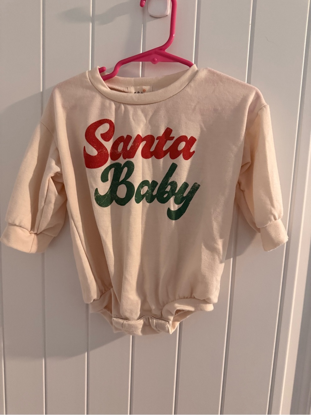 Tullabee Santa Baby Christmas Romper Sweatshirt 9-12 Months Holiday Outfit